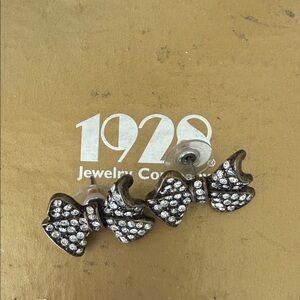 1928 Jewelry Crystal Bow Stud Earrings